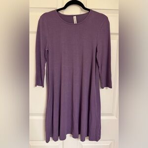 Zenana 3/4 Sleeve Purple Swing Dress Size S